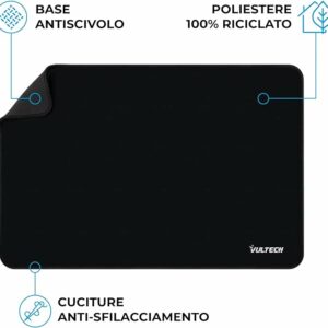 Tappetino Mouse Vultech Idrorepellente 28x19 Nero