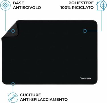 Tappetino Mouse Vultech Idrorepellente 28×19 Nero