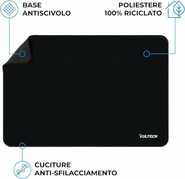 Tappetino Mouse Vultech Idrorepellente 28x19 Nero