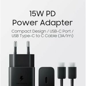 Caricabatteria da Rete Samsung EP-T1510XBEGEU con Cavo USB-C 15W Nero