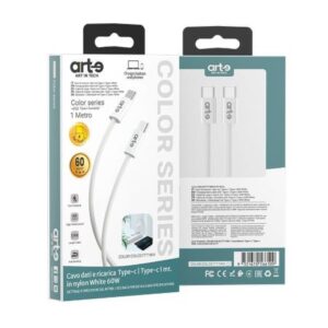 Cavo Arte USB-C a USB-C 60w Nylon Bianco 1m