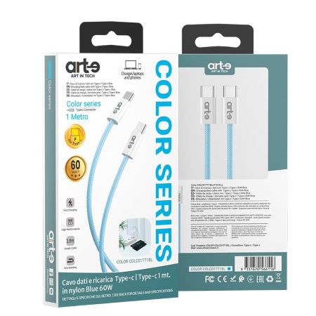 Cavo Arte USB-C a USB-C 100w Bianco 1m