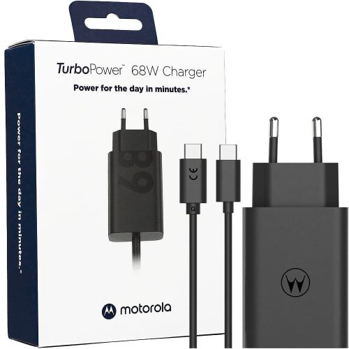 Caricabatteria da Rete Motorola TurboPower con Cavo USB-C 68W Nero