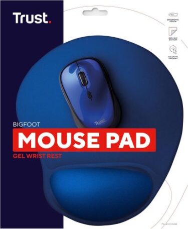 Tappetino Mouse Trust Bigfoot con Poggiapolso in Gel Blu