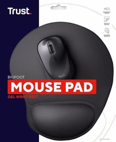 Tappetino Mouse Trust Bigfoot con Poggiapolso in Gel Nero