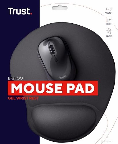Tappetino Mouse Trust Bigfoot con Poggiapolso in Gel Nero