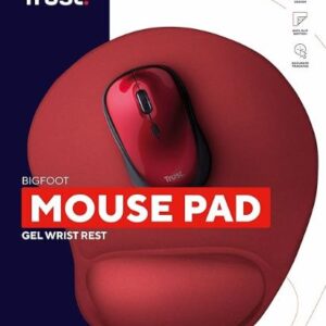 Tappetino Mouse Trust Bigfoot con Poggiapolso in Gel Rosso