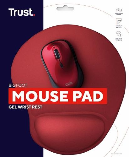 Tappetino Mouse Trust Bigfoot con Poggiapolso in Gel Rosso
