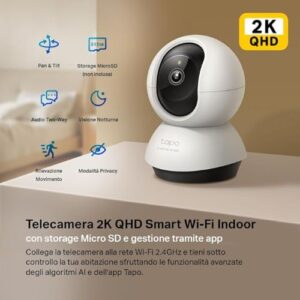 Telecamera Smart TP-Link Tapo TC72 2K/3MP Pan/Tilt Indoor WiFi