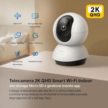 Telecamera Smart TP-Link Tapo TC72 2K/3MP Pan/Tilt Indoor WiFi